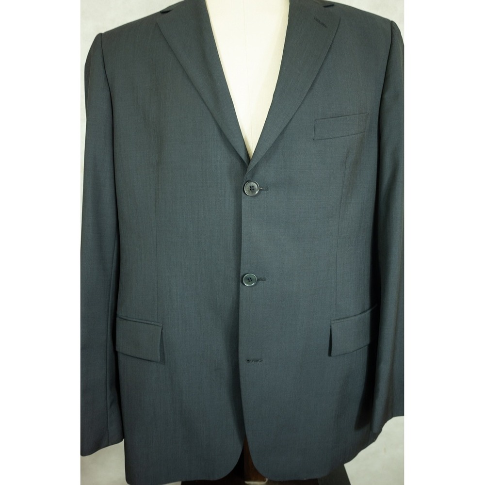 Hugo Boss Rossellini Super 100 Virgin Wool Suit Blue With Gray Hue 46L USA 40x37